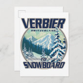 Verbier Schweiz Snowboard Travel Logo Einladungspostkarte (Vorne/Hinten)