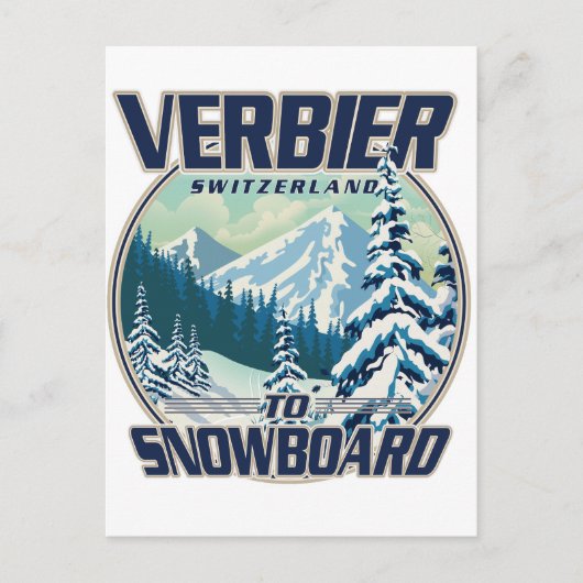 Verbier Schweiz Snowboard Travel Logo Einladungspostkarte (Vorderseite)