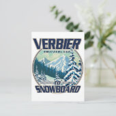 Verbier Schweiz Snowboard Travel Logo Einladungspostkarte (Stehend Vorderseite)