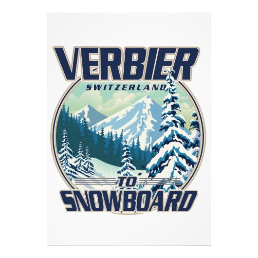 Verbier Schweiz Snowboard Travel Logo Fotodruck (Vorne)