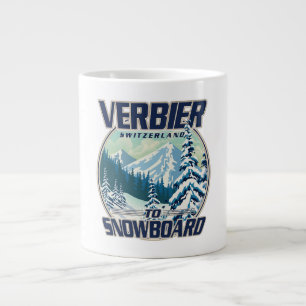 Verbier Schweiz Snowboard Travel Logo Jumbo-Tasse