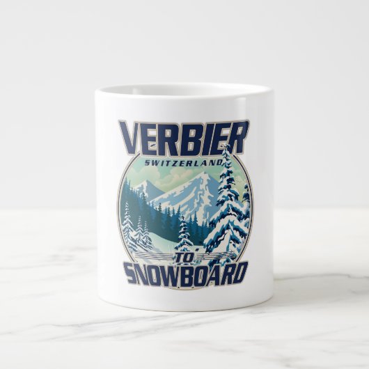 Verbier Schweiz Snowboard Travel Logo Jumbo-Tasse (Vorderseite)