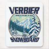 Verbier Schweiz Snowboard Travel Logo Mousepad (Vorne)
