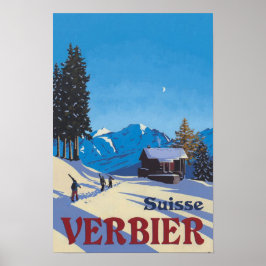 Verbier Schweiz Vintage Travel Poster