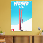 Verbier, Schweiz Vintages Skitourenplakat. Leinwanddruck (Insitu (Wohnzimmer))