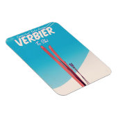 Verbier, Schweiz Vintages Skitourenplakat. Magnet (Rechte Seite)