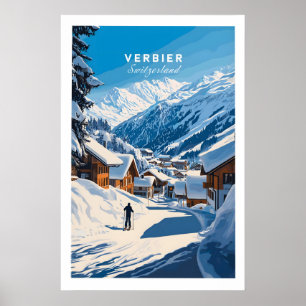 Verbier Ski Print Schweiz 1 Poster