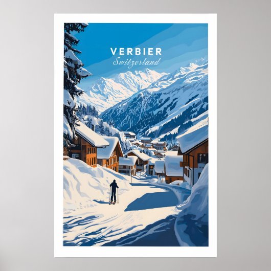 Verbier Ski Print Schweiz 1 Poster (Vorne)