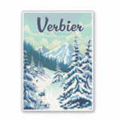 Verbier Switzerland Reiseplakat Aufkleber (Vorderseite)