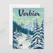 Verbier Switzerland Reiseplakat Einladungspostkarte (Vorne/Hinten)