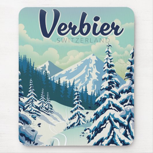 Verbier Switzerland Reiseplakat Mousepad (Vorne)