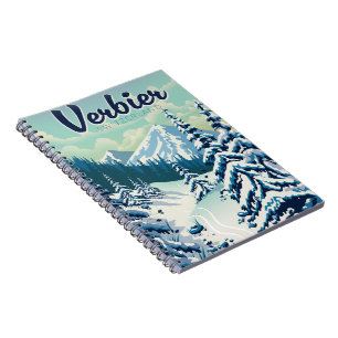 Verbier Switzerland Reiseplakat Notizblock