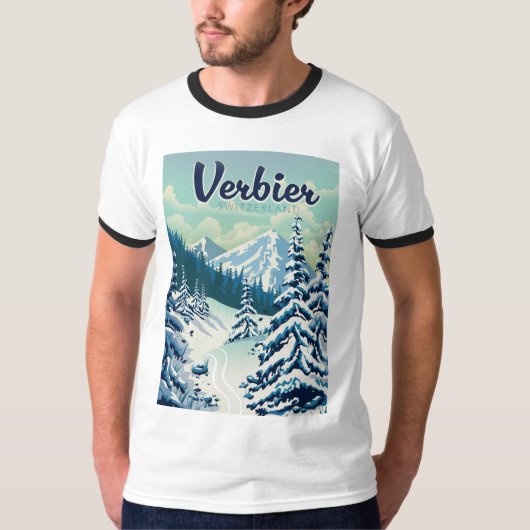 Verbier Switzerland Reiseplakat T-Shirt (Vorderseite)