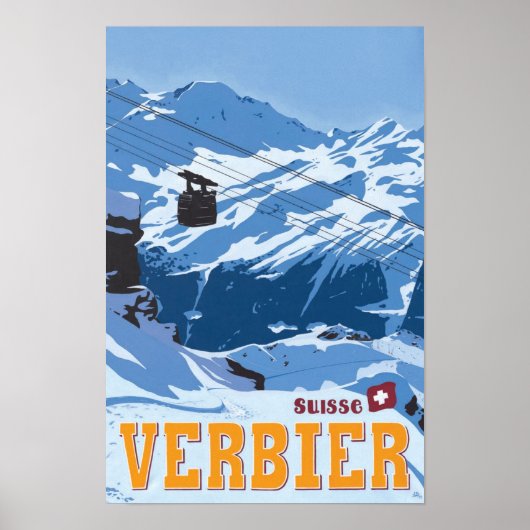 Verbier Switzerland Vintage Travel Poster (Vorne)