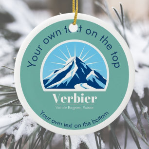 Verbier Val de Bagnes - Schweiz Skiurlaub Keramik Ornament