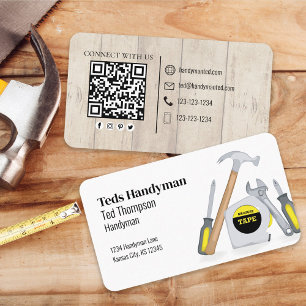 Verbinde dich mit mir QR-Code Einfache Holzwerkz Visitenkarte