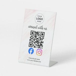 Verbinde dich mit uns Instagram Facebook Social Me Sockelschild