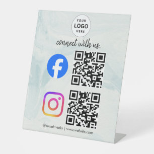 Verbinde dich mit uns Instagram Facebook Social Me Sockelschild