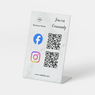Verbinde dich mit uns Instagram Facebook Social Me Sockelschild