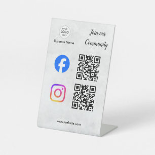 Verbinde dich mit uns Instagram Facebook Social Me Sockelschild