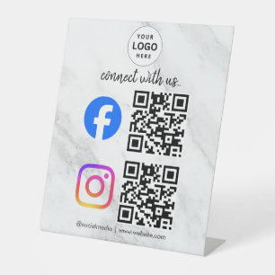 Verbinde dich mit uns Instagram Facebook Social Me Sockelschild