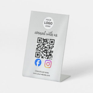 Verbinde dich mit uns Instagram Facebook Social Me Sockelschild
