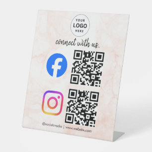 Verbinde dich mit uns Instagram Facebook soziale M Sockelschild