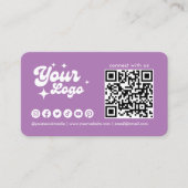Verbinde dich mit uns Logo Qr Code Lavendel Visitenkarte (Vorderseite)