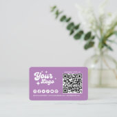 Verbinde dich mit uns Logo Qr Code Lavendel Visitenkarte (Stehend Vorderseite)