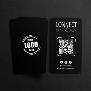 Verbinde dich mit uns Schwarz Weiß QR-Code Soziale Visitenkarte