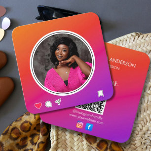 Verbinde dich mit uns Social Media Instagram Quadratische Visitenkarte