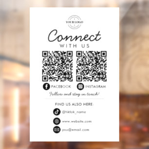 Verbinde dich mit uns Social Media QR Code Firmenl Fensteraufkleber