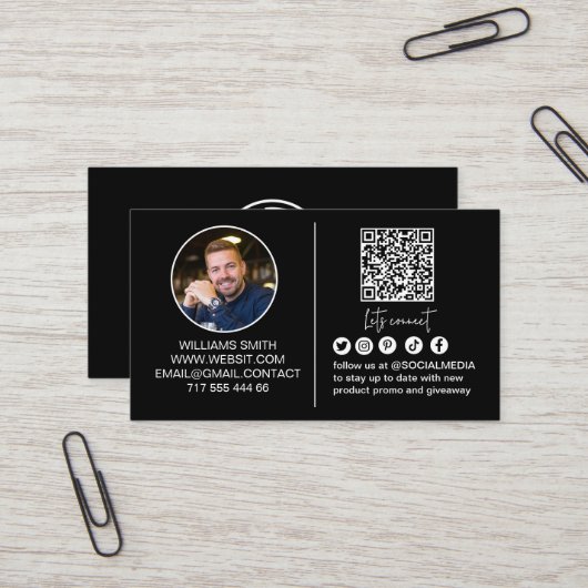 Verbinde dich mit uns Social Media Qr Code Logo Ge Visitenkarte (Vorderseite/Rückseite Beispiel)