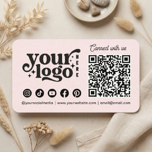 Verbinde dich mit uns Social Media QR Code Pink Visitenkarte
