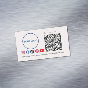 Verbinde dich mit uns Social Media QR Code Rosa Ge Magnetische Visitenkarte