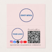 Verbinde dich mit uns Social Media QR Code Rosa Ge Visitenkarten (Außenseite Aufgefaltet)