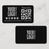 Verbinde dich mit uns Social Media QR Code Schwarz Visitenkarte (Vorne/Hinten)