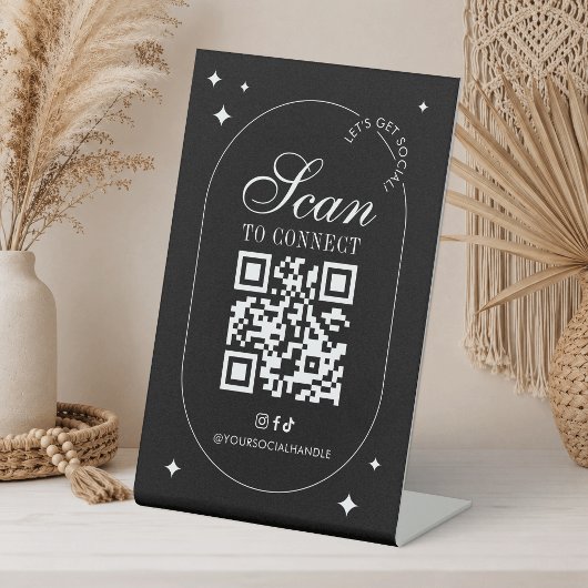 Verbinde dich mit uns Sozial Media QR Code Minimal Sockelschild