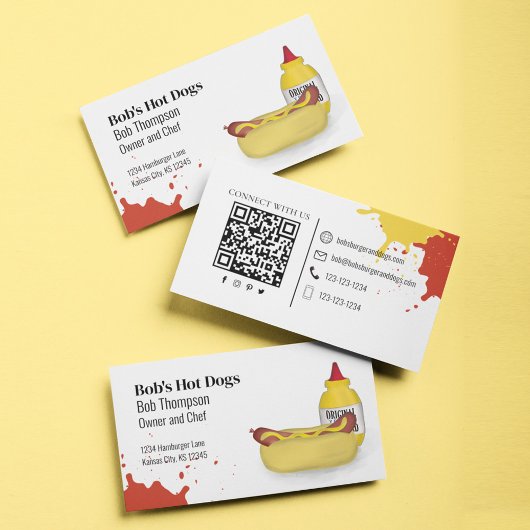 Verbinde Mit Mir QR-Code Einfach Hot Dog Visitenkarte