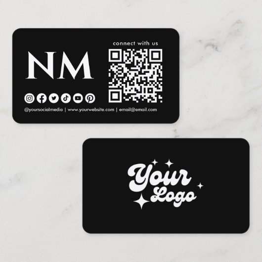 Verbinde Mit Uns Logo Monogramm Qr Code Visitenkarte (Vorne/Hinten)
