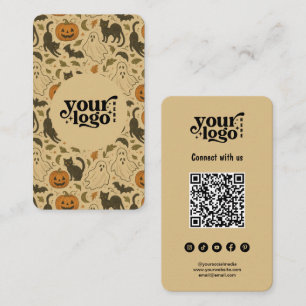 Verbinden mit QR-Code Retro-Spooky Halloween Visitenkarte