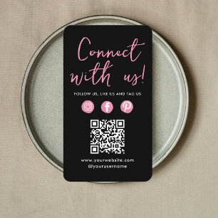 Verbinden mit QR-Code Social Media-Logo rosa Visitenkarte