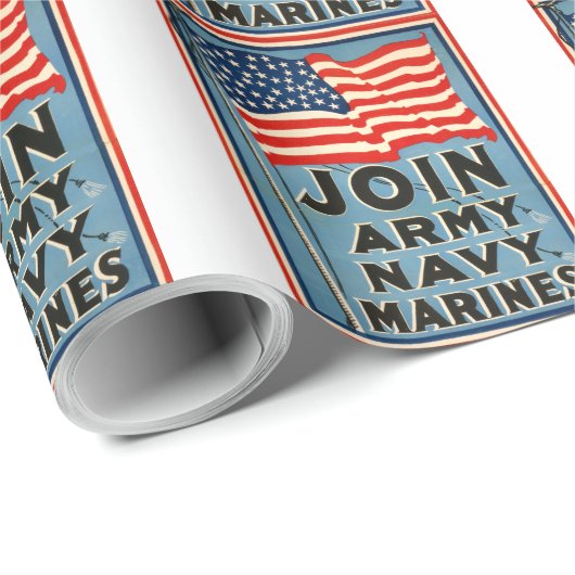 Verbinden Sie Armee, Marine, Marinesoldaten WPA Geschenkpapier (Rolleneckpunkt)