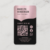 Verbinden Sie die metallische Rose Gold QR Code So Visitenkarte (Vorderseite)