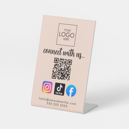 Verbinden Sie mit dem modernen QR-Code für Social  Sockelschild (Vorderseite)