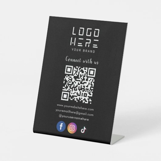 Verbinden Sie mit dem QR-Code der Social Media in Sockelschild (Vorderseite)