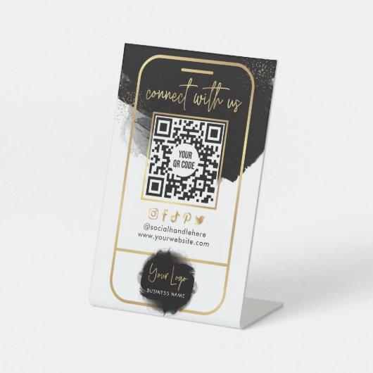 Verbinden Sie mit dem QR-Code für Social Media Bla Sockelschild (Vorderseite)