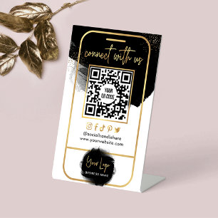 Verbinden Sie mit dem QR-Code für Social Media Bla Sockelschild