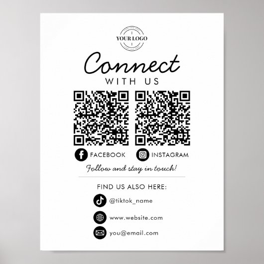 Verbinden Sie mit dem QR-Logo von US Social Media Poster (Vorne)
