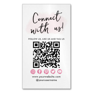 Verbinden Sie mit dem rosa QR-Code der sozialen Me Magnetische Visitenkarte
